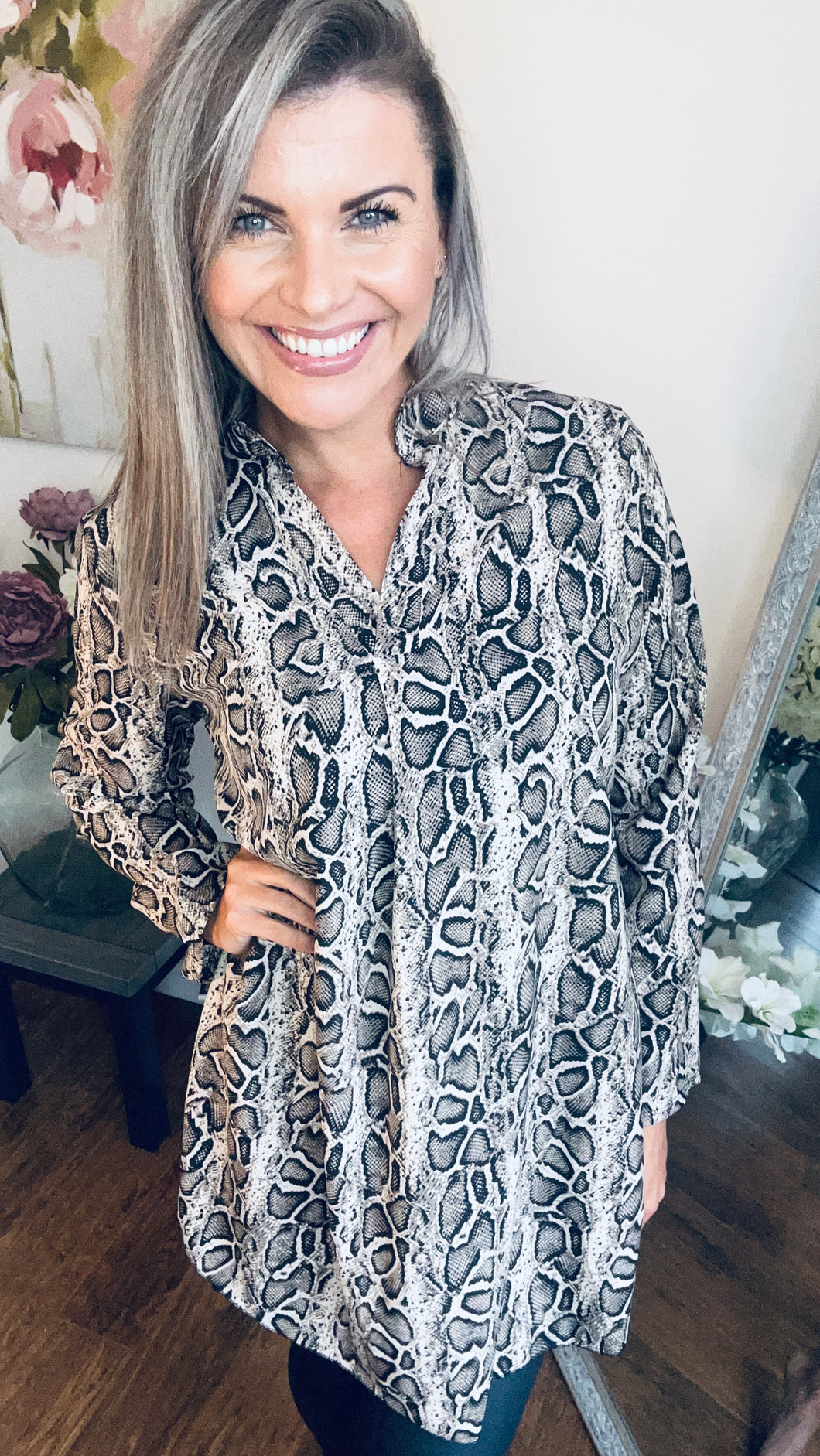 Grace Shirt Dress in Snakeskin